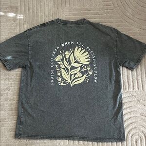 Men's Charcoal Christian Graphic Tee with Floral Design